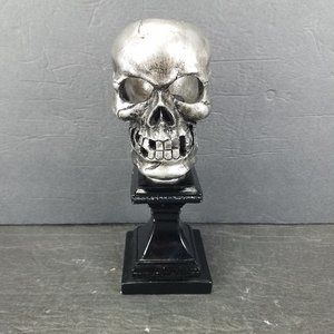 Skull On Pillar LED Tealight Holder Halloween Home Decor 9.5" Tall